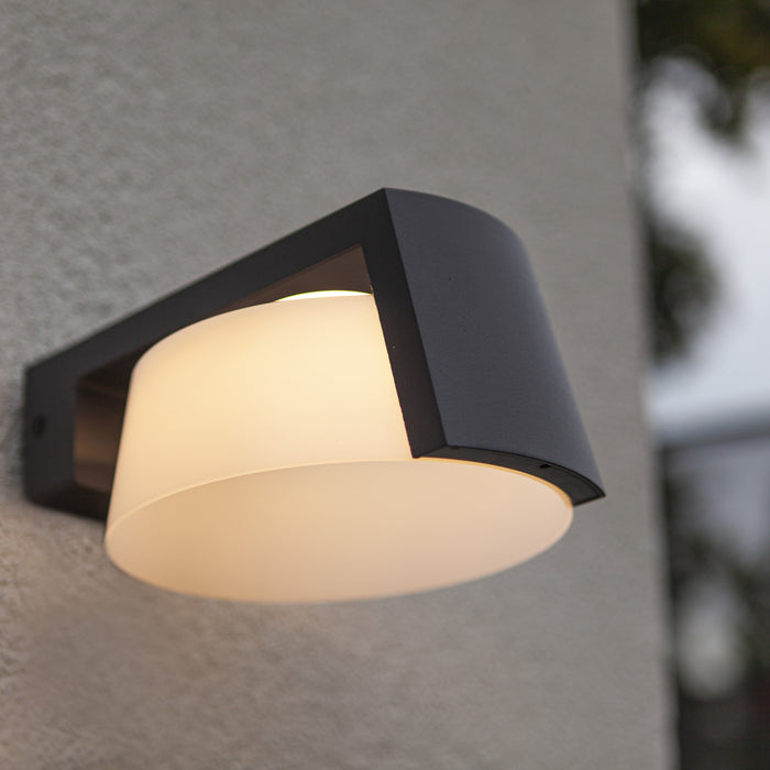 Lutec 5206001118 MOON 11.1W IP44 LED Outdoor Wall Light 3000K/4000K - Dark Grey