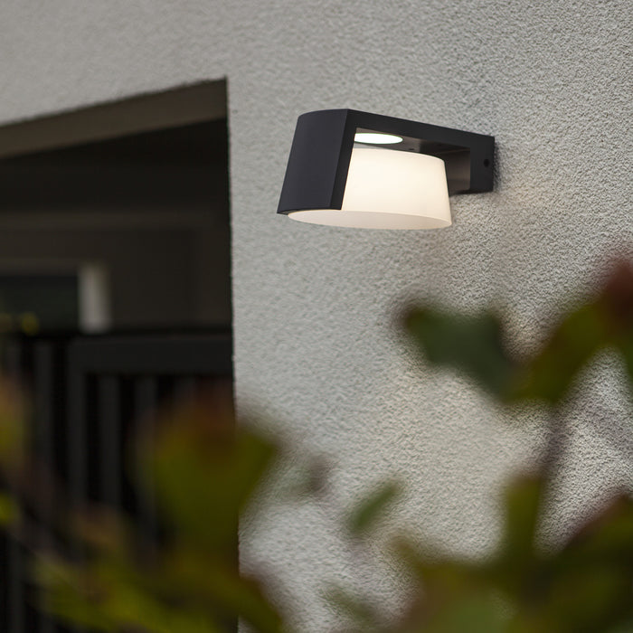 Lutec 5206001118 MOON 11.1W IP44 LED Outdoor Wall Light 3000K/4000K - Dark Grey