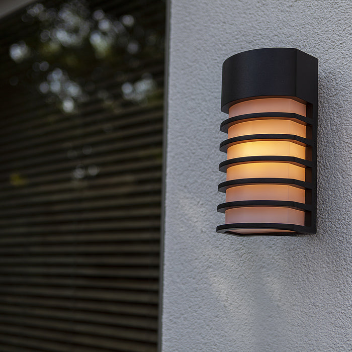Lutec 5207601012 FULTON IP54 E27 Outdoor Wall Light - Matt Black (Lamp Not Included)