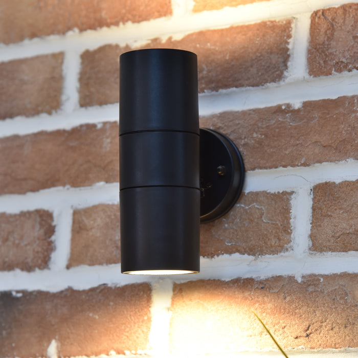 Lutec 5210701330 COASTAL IP44 GU10 Polycarbonate Outdoor Up/Down Wall Light - Black (Lamp Not Included)