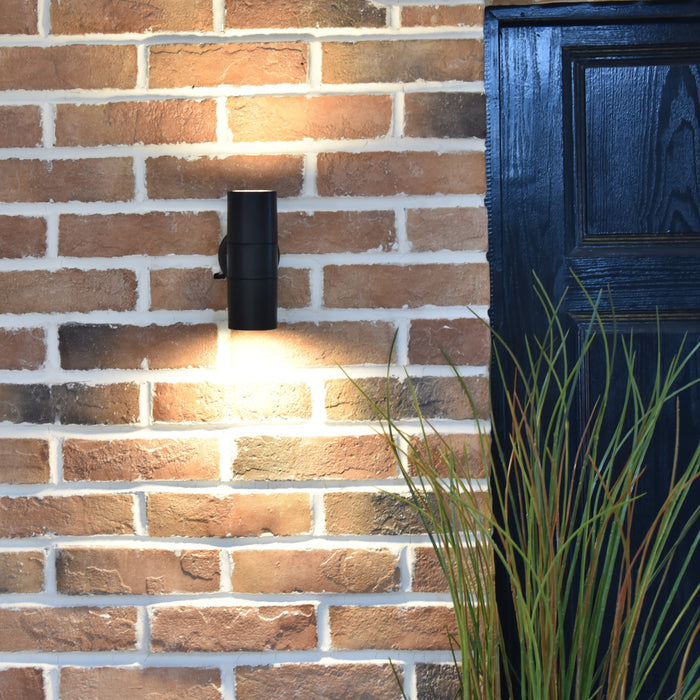 Lutec 5210701330 COASTAL IP44 GU10 Polycarbonate Outdoor Up/Down Wall Light - Black (Lamp Not Included)