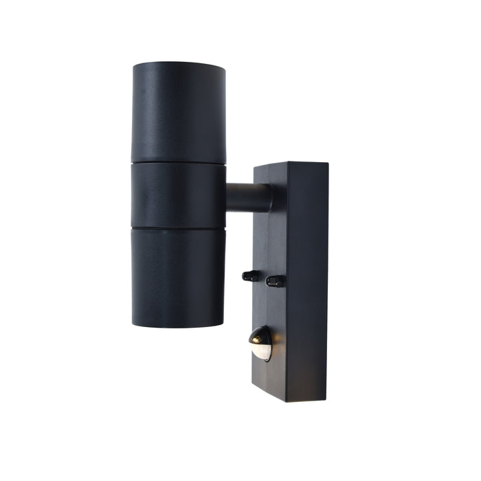 Lutec 5210702330 COASTAL IP44 GU10 Polycarbonate Outdoor Up/Down Wall Light with PIR - Black (Lamp Not Included)