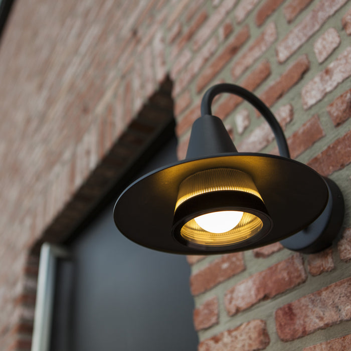 Lutec 5213901012 SWAN IP54 E27 Outdoor Wall Light - Matt Black (Lamp Not Included)