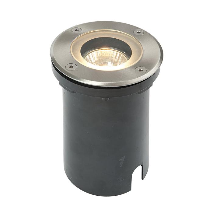 Saxby 52212 Pillar round marine grade IP65 7W Marine grade brushed stainless steel & clear glass 7W LED GU10 (Required) - westbasedirect.com
