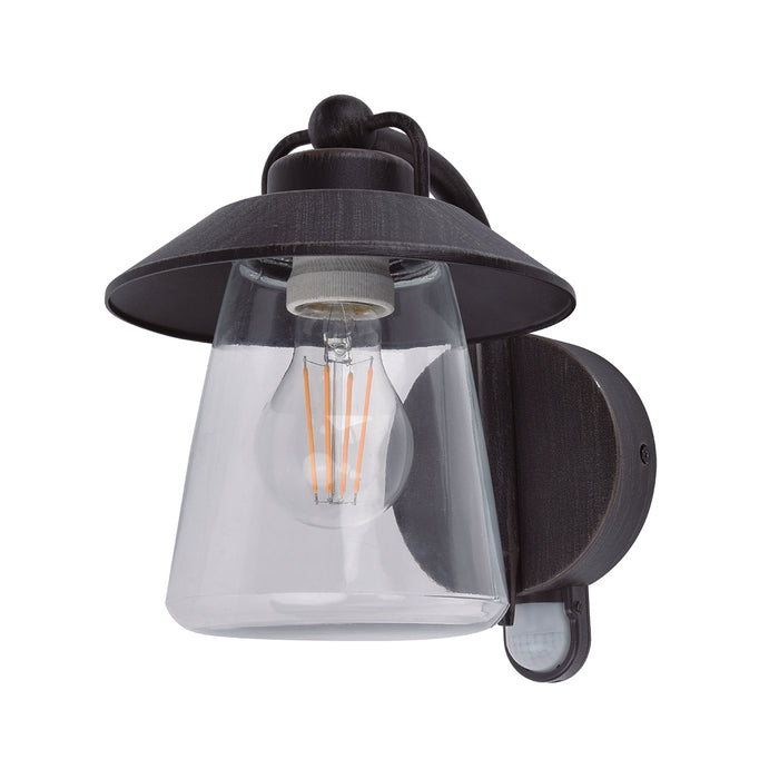 Lutec 5264207213 CATE IP44 E27 Outdoor Wall Light with PIR - Black Rust (Lamp Not Included)