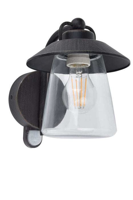 Lutec 5264207213 CATE IP44 E27 Outdoor Wall Light with PIR - Black Rust (Lamp Not Included)