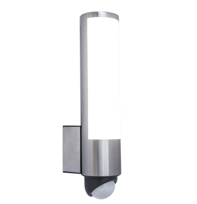 Lutec 5267103001 LEDA 15.5W IP44 LED Outdoor Wall Light with PIR 3000K - Stainless Steel