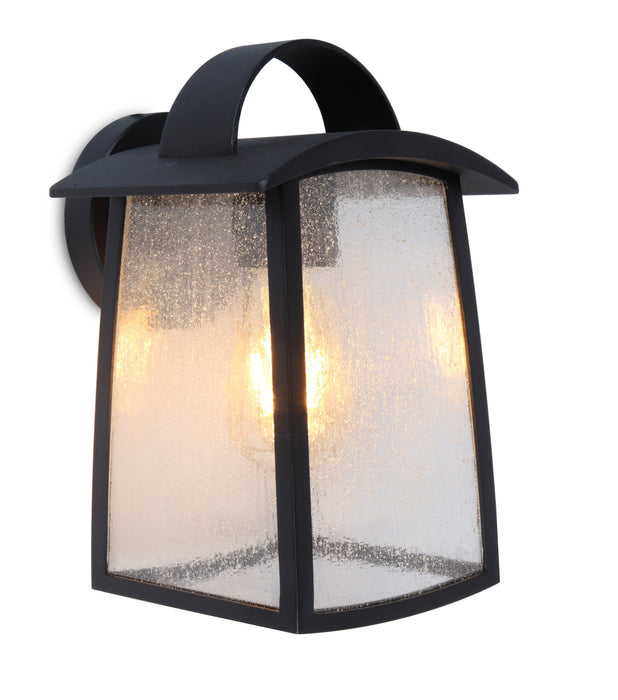 Lutec 5273601012 KELSEY IP44 E27 Outdoor Wall Light with Water Glass - Matt Black (Lamp Not Included)