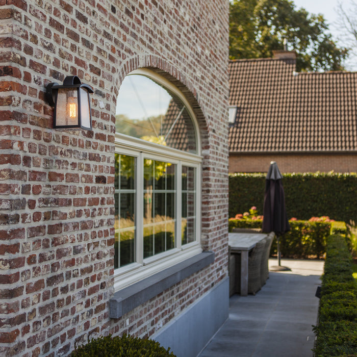 Lutec 5273601012 KELSEY IP44 E27 Outdoor Wall Light with Water Glass - Matt Black (Lamp Not Included)