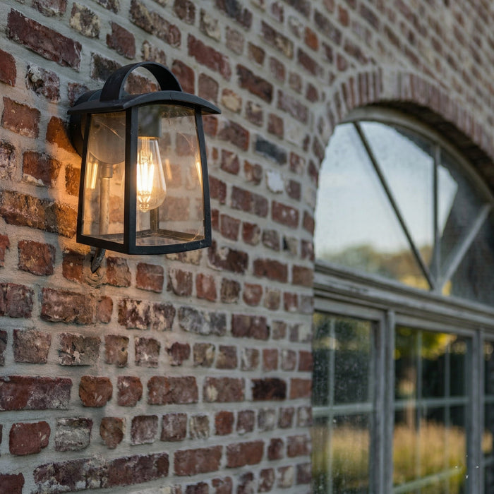 Lutec 5273603012 KELSEY IP44 E27 Outdoor Wall Light with Clear Glass - Matt Black (Lamp Not Included)