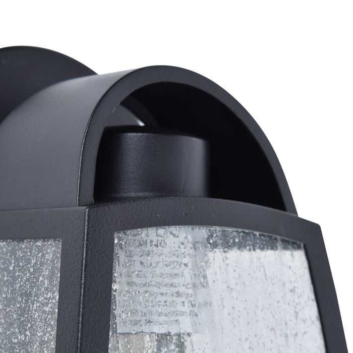 Lutec 5273701012 KELSEY IP44 E27 Small Outdoor Wall Light with Water Glass - Matt Black (Lamp Not Included)