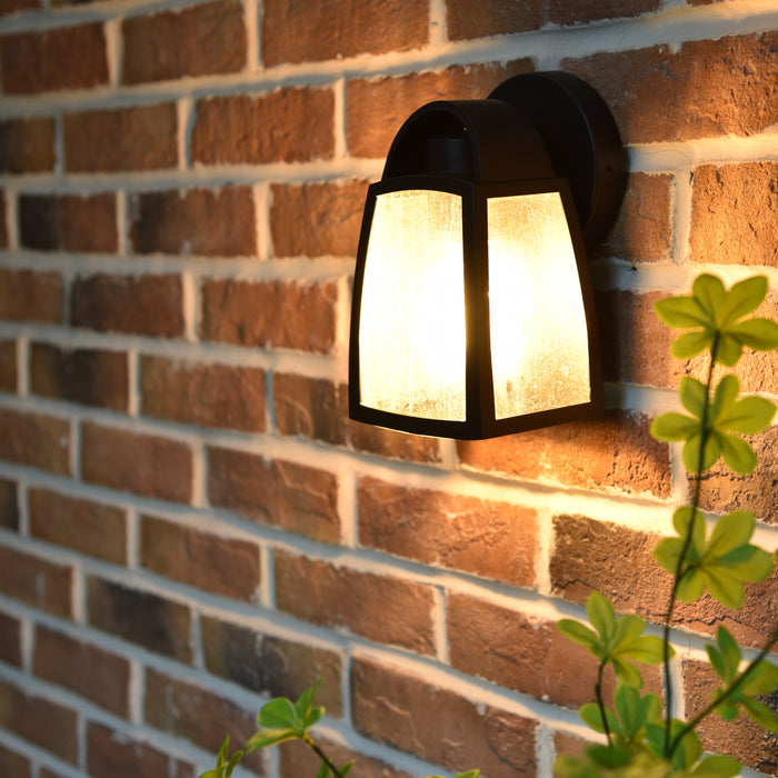 Lutec 5273701012 KELSEY IP44 E27 Small Outdoor Wall Light with Water Glass - Matt Black (Lamp Not Included)