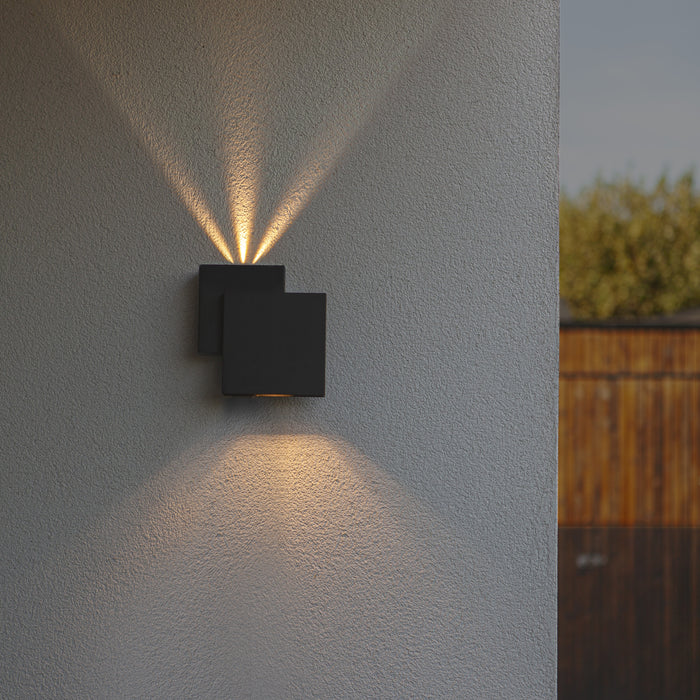 Lutec 5287901012 RIALTO 21W IP44 LED Outdoor Up/Down Wall Light 3000K - Matt Black