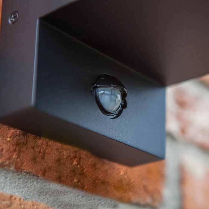 Lutec 5288802012 FLAIR IP44 E27 Outdoor Wall Light with PIR - Matt Black (Lamp Not Included)