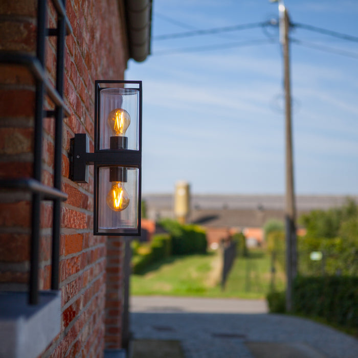 Lutec 5288804012 FLAIR IP44 E27 Outdoor Up/Down Wall Light - Matt Black (Lamp Not Included)
