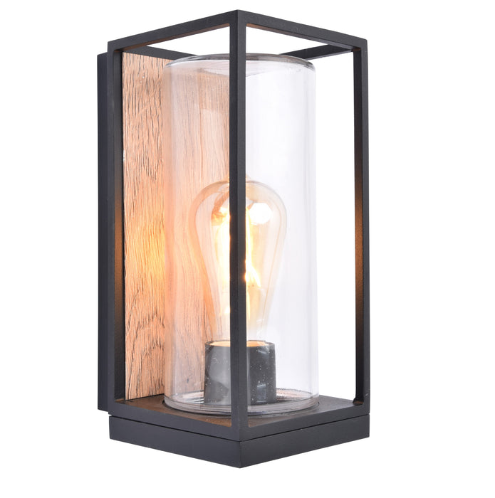 Lutec 5288814012 FLAIR IP44 E27 Outdoor Wall Light - Wood Print Look (Lamp Not Included)