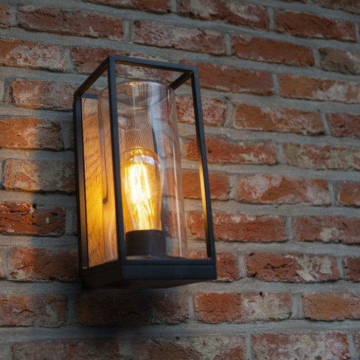Lutec 5288814012 FLAIR IP44 E27 Outdoor Wall Light - Wood Print Look (Lamp Not Included)