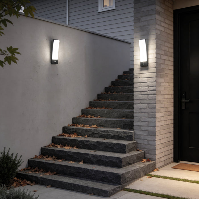 Lutec 5288903118 KIRA 18W IP54 LED Outdoor Wall Light PIR 4000K - Dark Grey