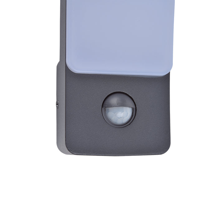 Lutec 5288903118 KIRA 18W IP54 LED Outdoor Wall Light PIR 4000K - Dark Grey