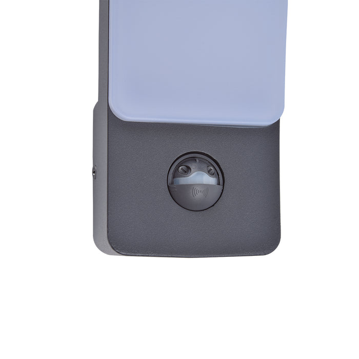 Lutec 5288903118 KIRA 18W IP54 LED Outdoor Wall Light PIR 4000K - Dark Grey