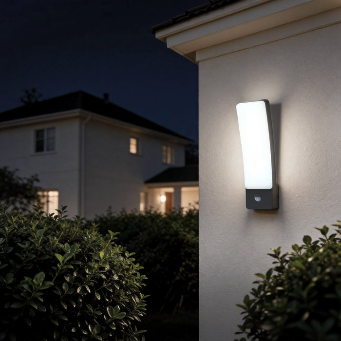 Lutec 5288903118 KIRA 18W IP54 LED Outdoor Wall Light PIR 4000K - Dark Grey