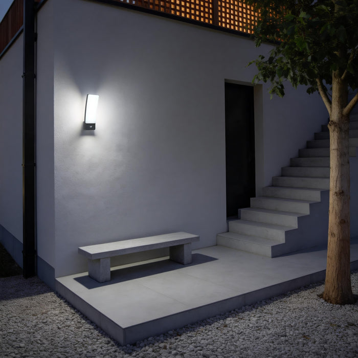 Lutec 5288903118 KIRA 18W IP54 LED Outdoor Wall Light PIR 4000K - Dark Grey