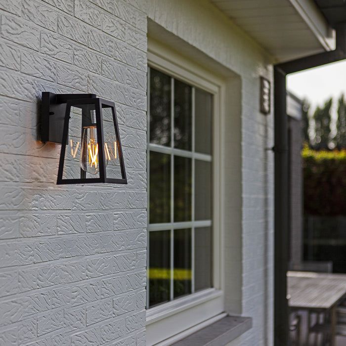 Lutec 5290903012 FIA IP44 E27 Outdoor Wall Light - Matt Black (Lamp Not Included)