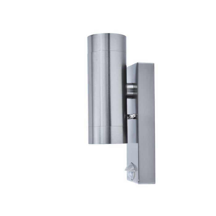 Lutec 5510809001 RADO IP44 GU10 Outdoor Up/Down Wall Light with PIR - Stainless Steel (Lamp Not Included)