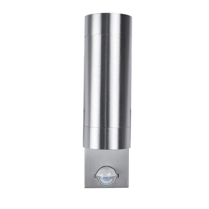 Lutec 5510809001 RADO IP44 GU10 Outdoor Up/Down Wall Light with PIR - Stainless Steel (Lamp Not Included)