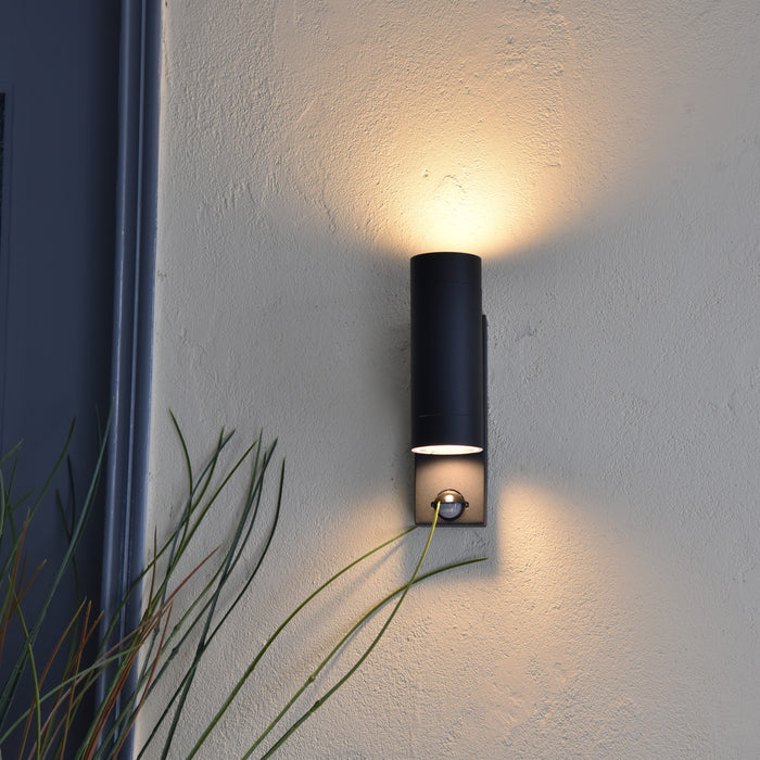 Lutec 5510809424 RADO IP44 GU10 Outdoor Up/Down Wall Light with PIR - Graphite (Lamp Not Included)