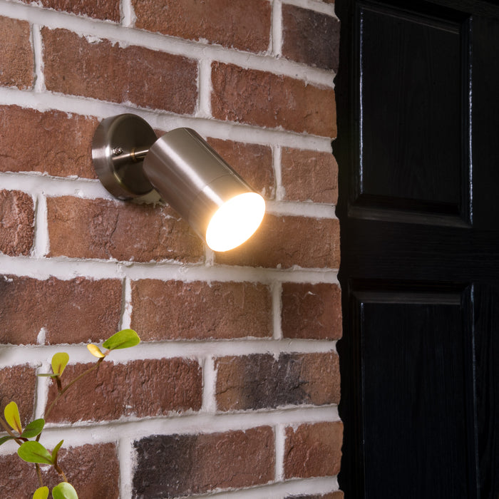 Lutec 5511020001 RADO IP44 GU10 Outdoor Adjustable Down Wall Light - Stainless Steel (Lamp Not Included)