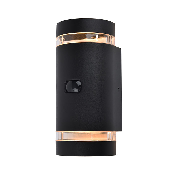Lutec 5604014012 FOCUS IP44 GU10 Outdoor Up/Down Wall Light with PIR - Matt Black (Lamp Not Included)