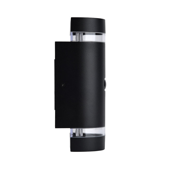 Lutec 5604014012 FOCUS IP44 GU10 Outdoor Up/Down Wall Light with PIR - Matt Black (Lamp Not Included)