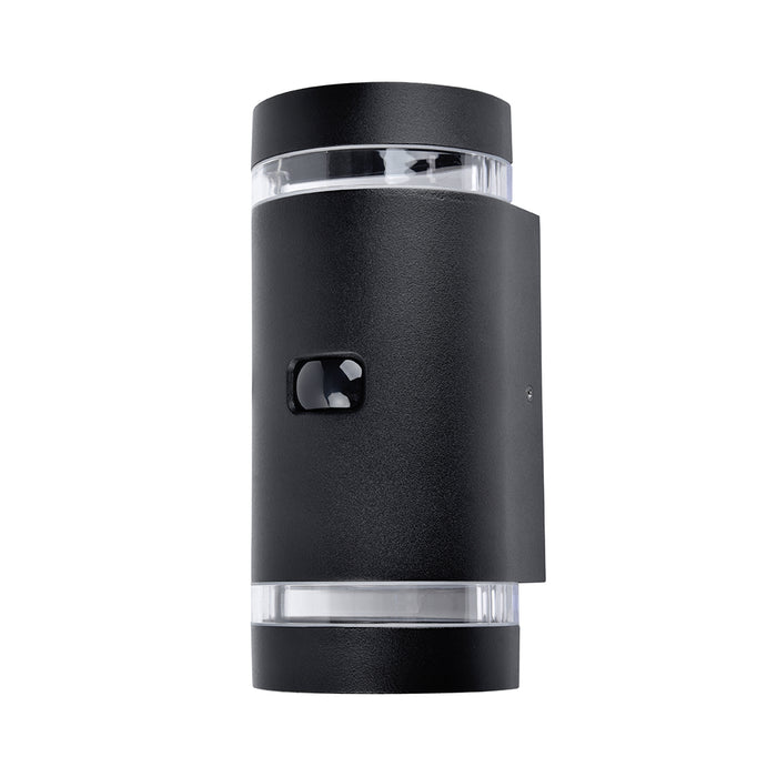 Lutec 5604014012 FOCUS IP44 GU10 Outdoor Up/Down Wall Light with PIR - Matt Black (Lamp Not Included)
