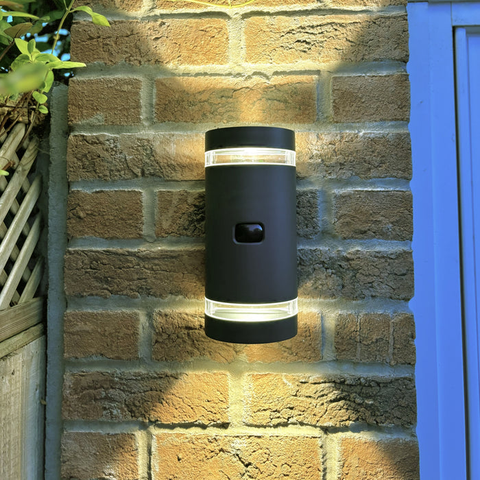 Lutec 5604014118 FOCUS IP44 GU10 Outdoor Up/Down Wall Light with PIR - Anthracite Grey (Lamp Not Included)