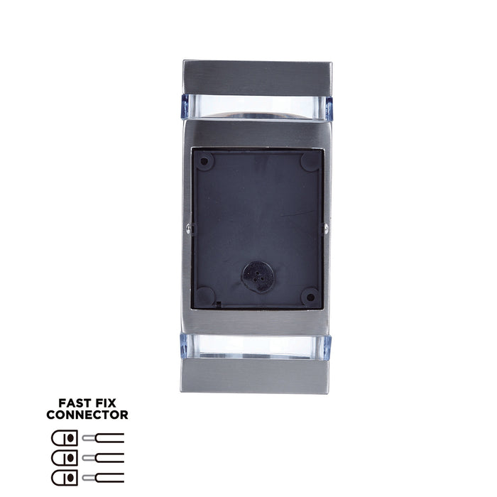 Lutec 5604021001 FOCUS IP44 GU10 Outdoor Up/Down Wall Light - Stainless Steel (Lamp Not Included)