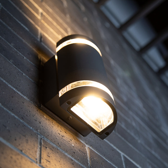 Lutec 5604023012 FOCUS IP44 GU10 Outdoor Up/Down Wall Light with Photocell - Matt Black (Lamp Not Included)