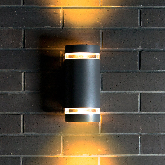 Lutec 5604023012 FOCUS IP44 GU10 Outdoor Up/Down Wall Light with Photocell - Matt Black (Lamp Not Included)