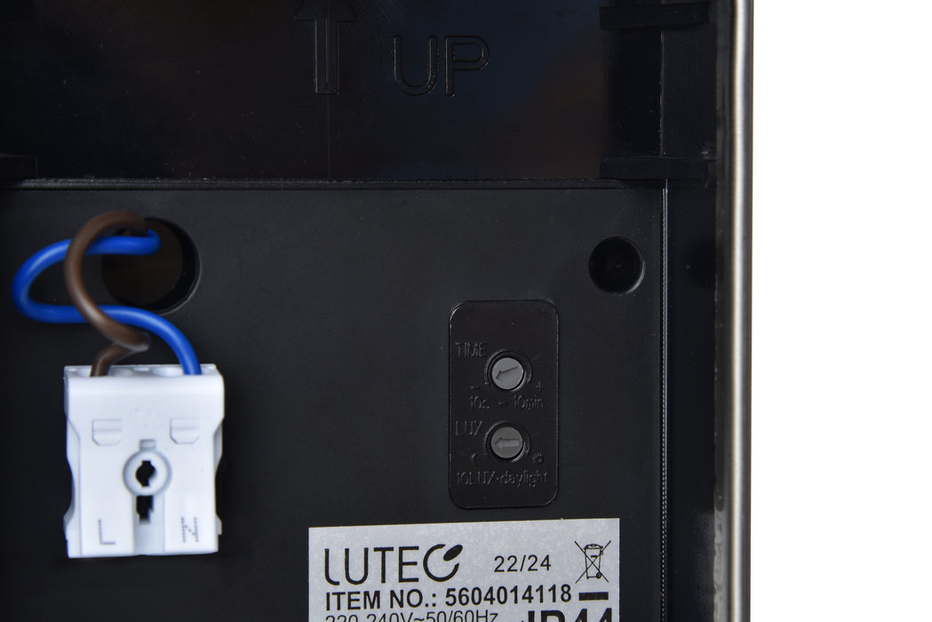 Lutec 5604024001 FOCUS IP44 GU10 Outdoor Up/Down Wall Light with PIR - Stainless Steel (Lamp Not Included)