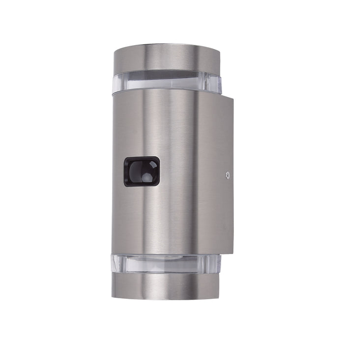Lutec 5604024001 FOCUS IP44 GU10 Outdoor Up/Down Wall Light with PIR - Stainless Steel (Lamp Not Included)