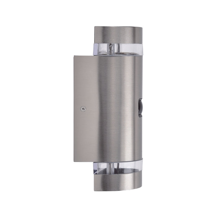 Lutec 5604024001 FOCUS IP44 GU10 Outdoor Up/Down Wall Light with PIR - Stainless Steel (Lamp Not Included)