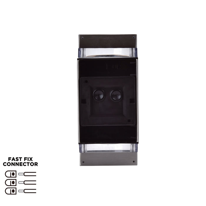 Lutec 5604024001 FOCUS IP44 GU10 Outdoor Up/Down Wall Light with PIR - Stainless Steel (Lamp Not Included)