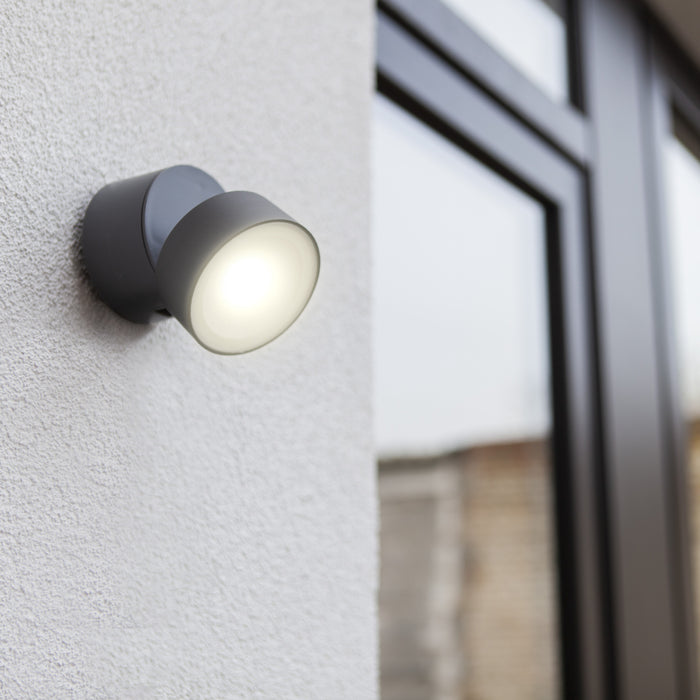 Lutec 5626101125 TRUMPET 5.7W IP54 LED Outdoor Adjustable Wall Light 4000K - Dark Grey