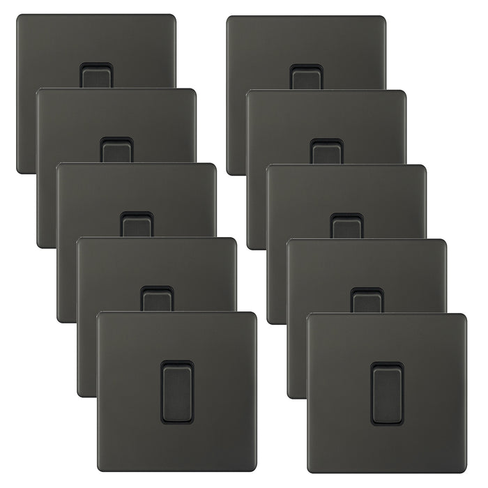 Selectric 5MPLUS-12-01 5M-PLUS Screwless 1 Gang 2 Way 10AX Plate Switch - Dark Bronze, Black Insert (Pack 10)