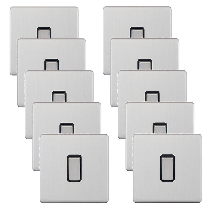 Selectric 5MPLUS-201 5M-PLUS Screwless 1 Gang 2 Way 10AX Plate Switch - Satin Chrome, Black Insert (Pack 10)