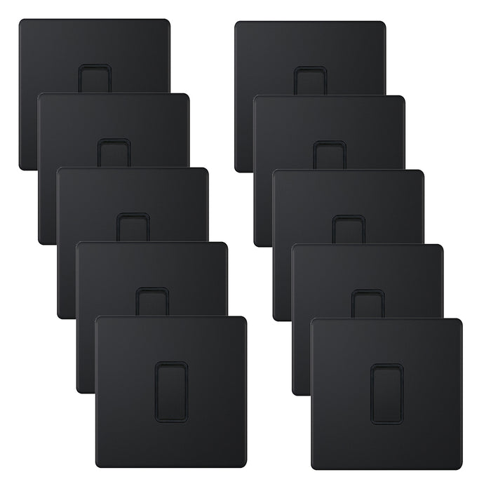 Selectric 5MPLUS-801 5M-PLUS Screwless 1 Gang 2 Way 10AX Plate Switch - Matt Black, Black Insert (Pack 10)