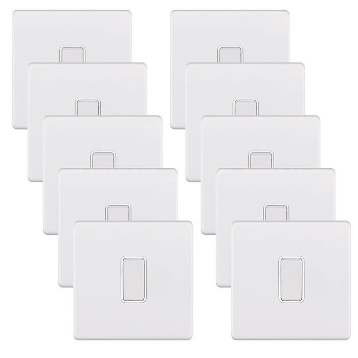 Selectric 5MPLUS-901 5M-PLUS Screwless 1 Gang 2 Way 10AX Plate Switch - Matt White, White Insert (Pack 10)