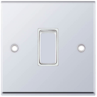 Selectric 7MPRO-301 7M-PRO 1 Gang 2 Way 10AX Plate Switch - Polished Chrome, White Insert
