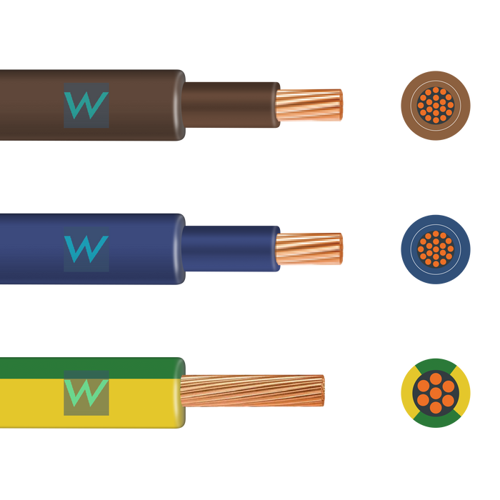 1m Flexi Meter Tails Pack 19-Strand 25mm Brown/Brown & Blue/Blue 6181YF & 16mm Green/Yellow 6491X - 1m - westbasedirect.com