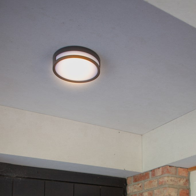 Lutec 6382201118 ROLA 11.6W IP54 LED Wall or Ceiling Light 3000K - Dark Grey